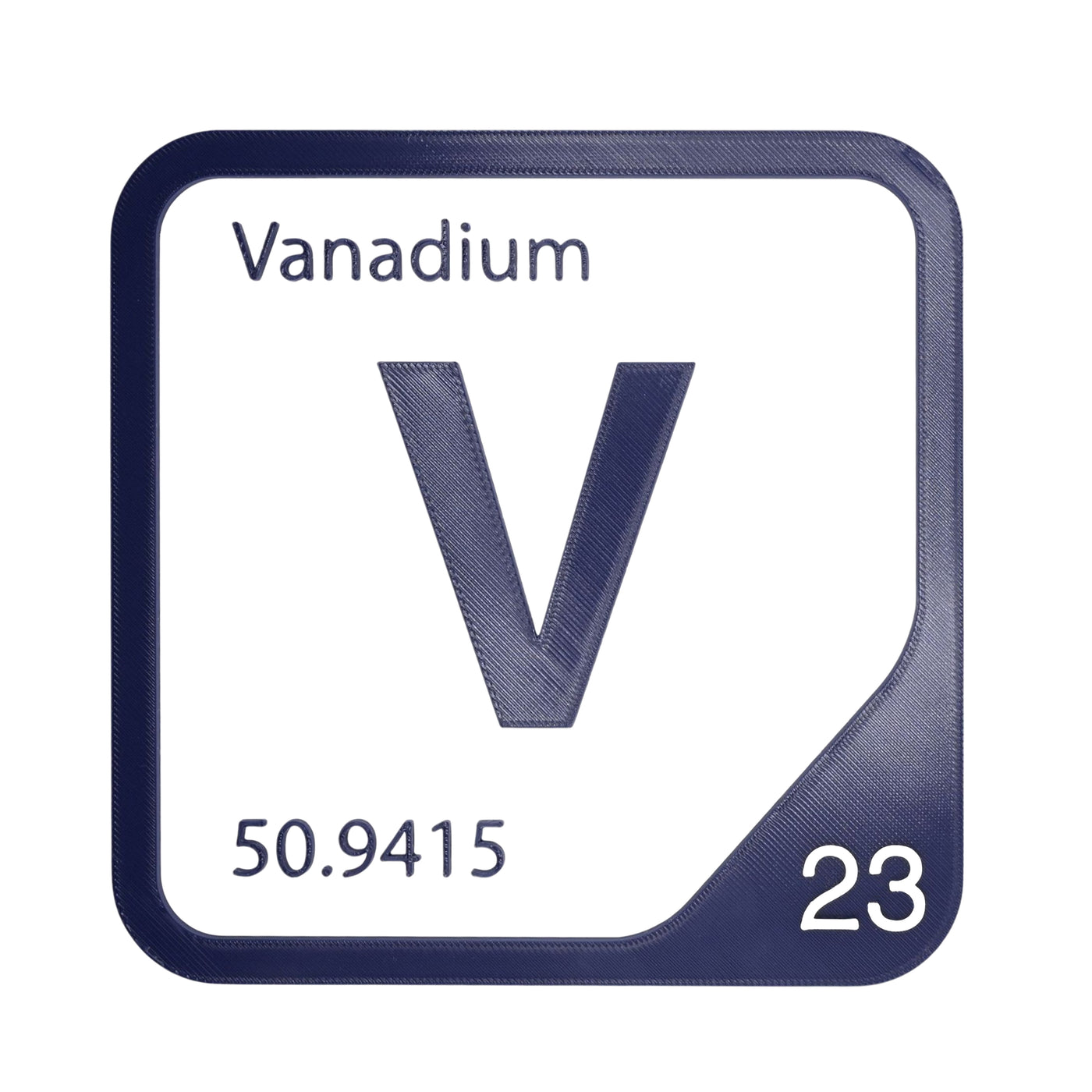 Vanadium periodic table Elemental Tile in Navy Blue
