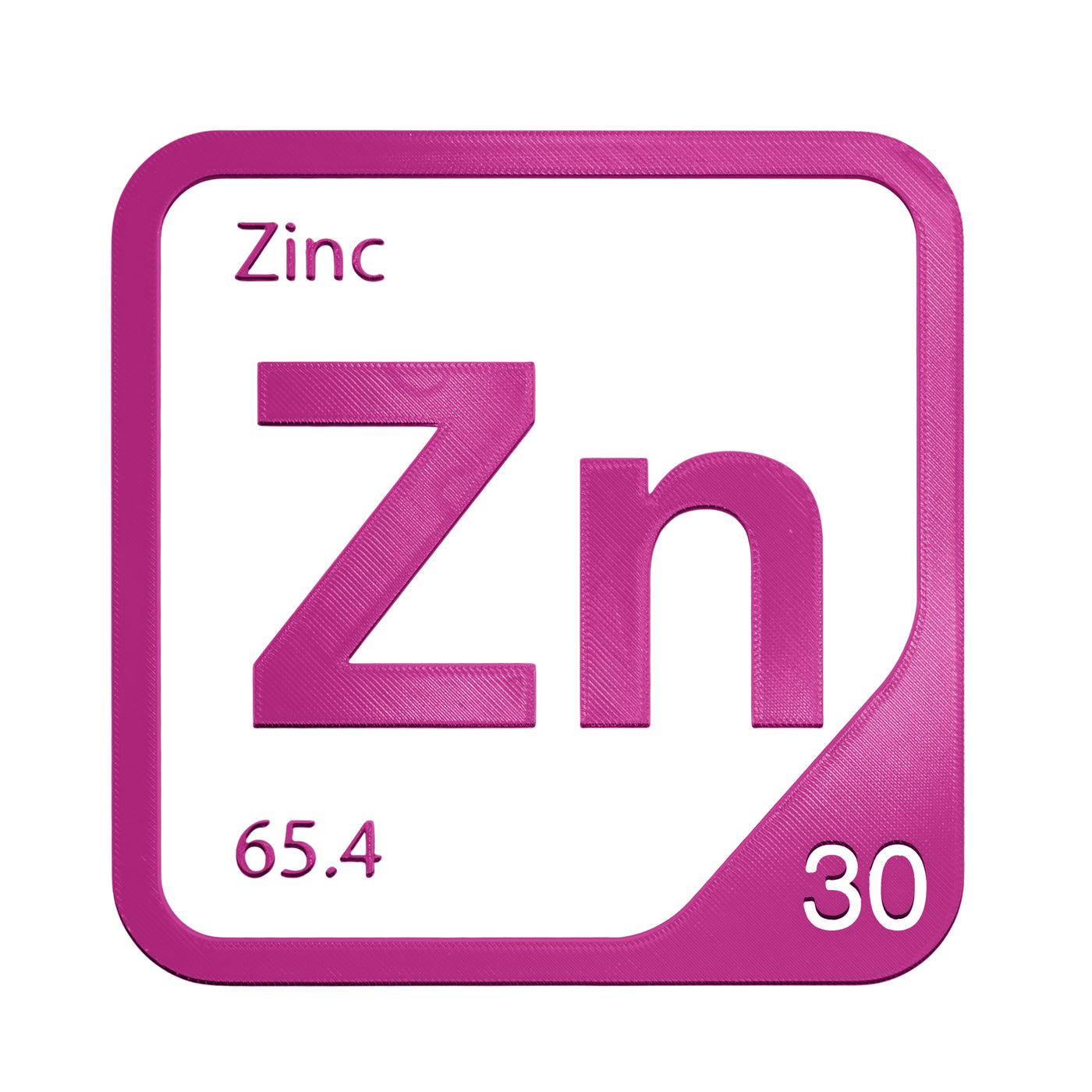 Zinc periodic table Elemental Tile in Magenta