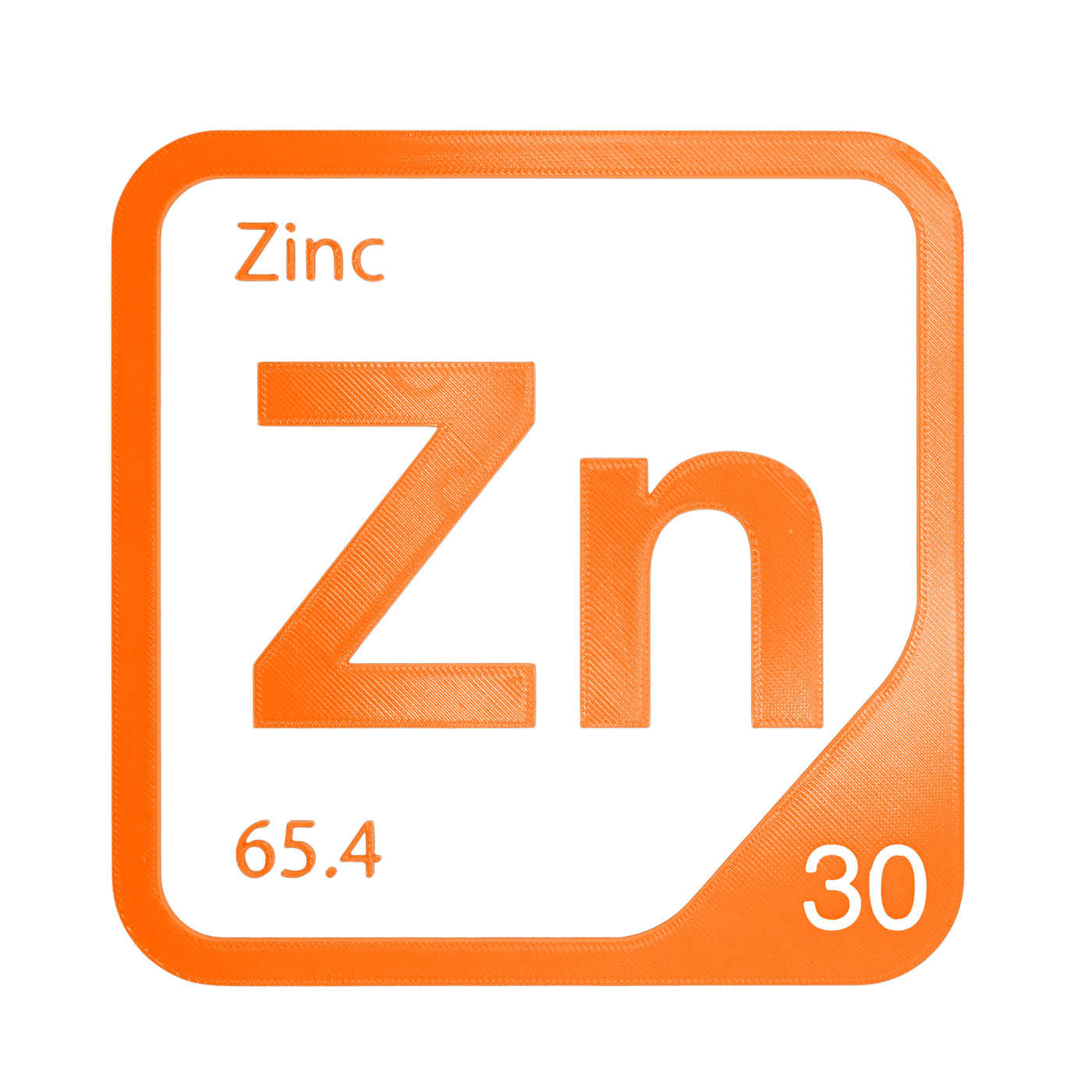 Zinc periodic table Elemental Tile in Orange