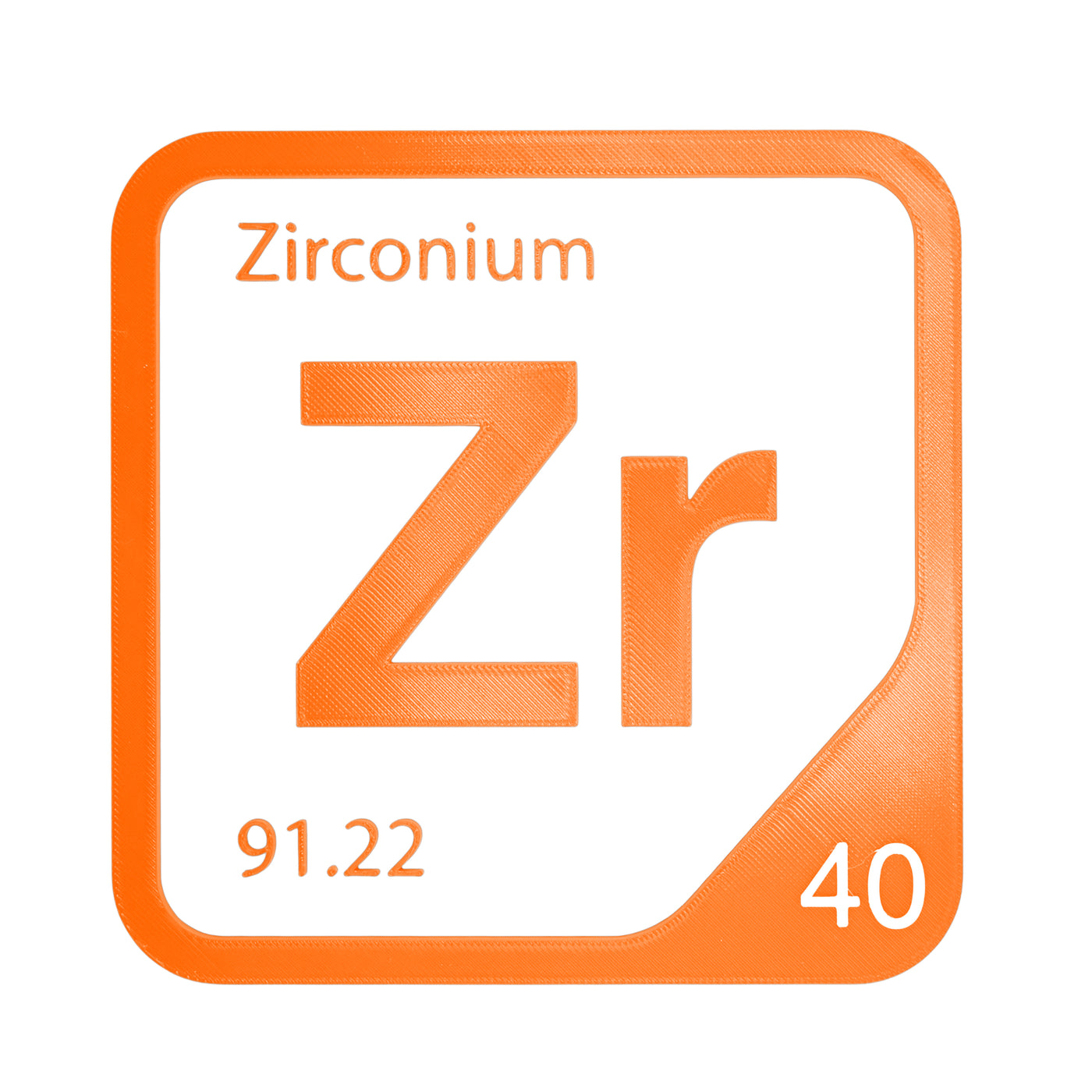 Zirconium periodic table Elemental Tile in Orange
