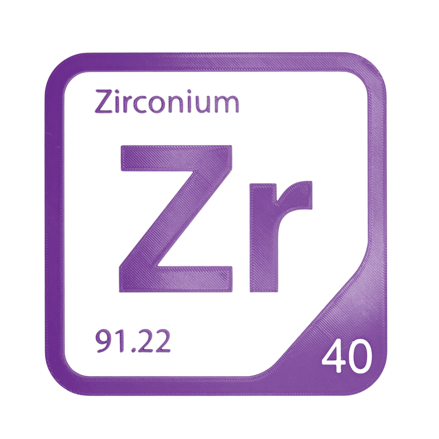 Zirconium periodic table Elemental Tile in Purple