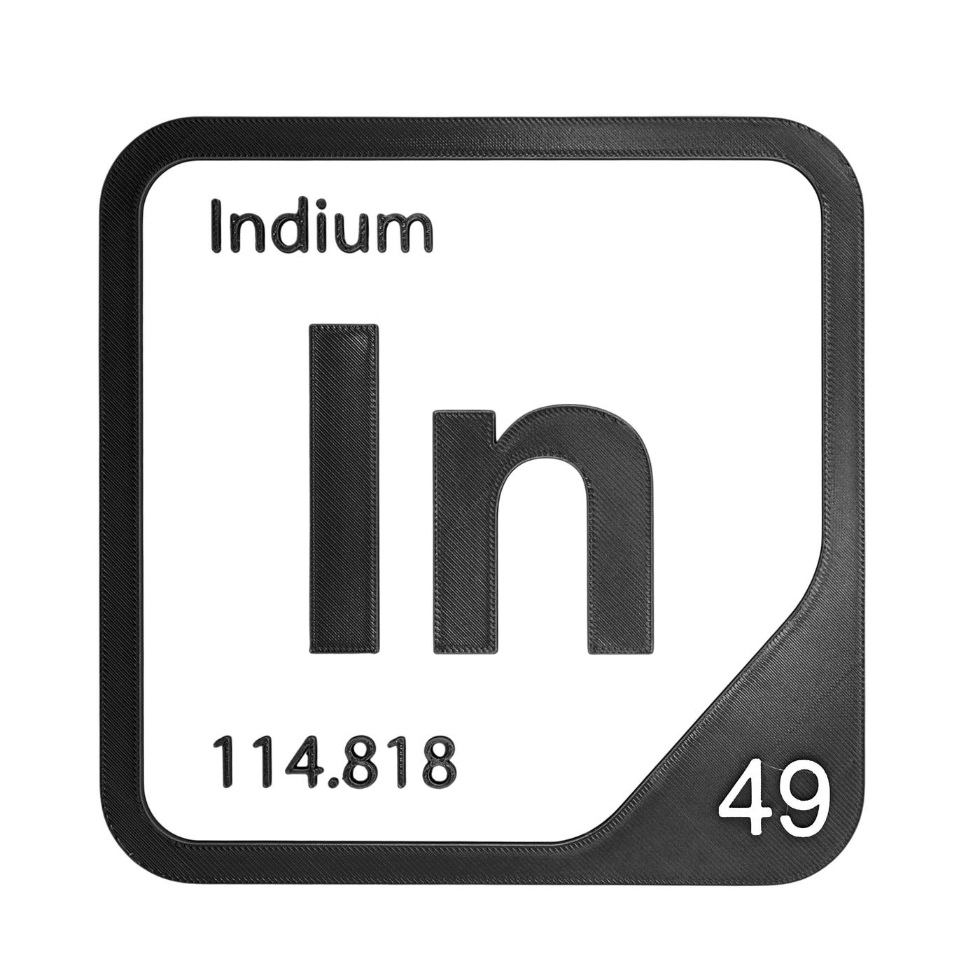 Indium periodic table Elemental Tile in Black