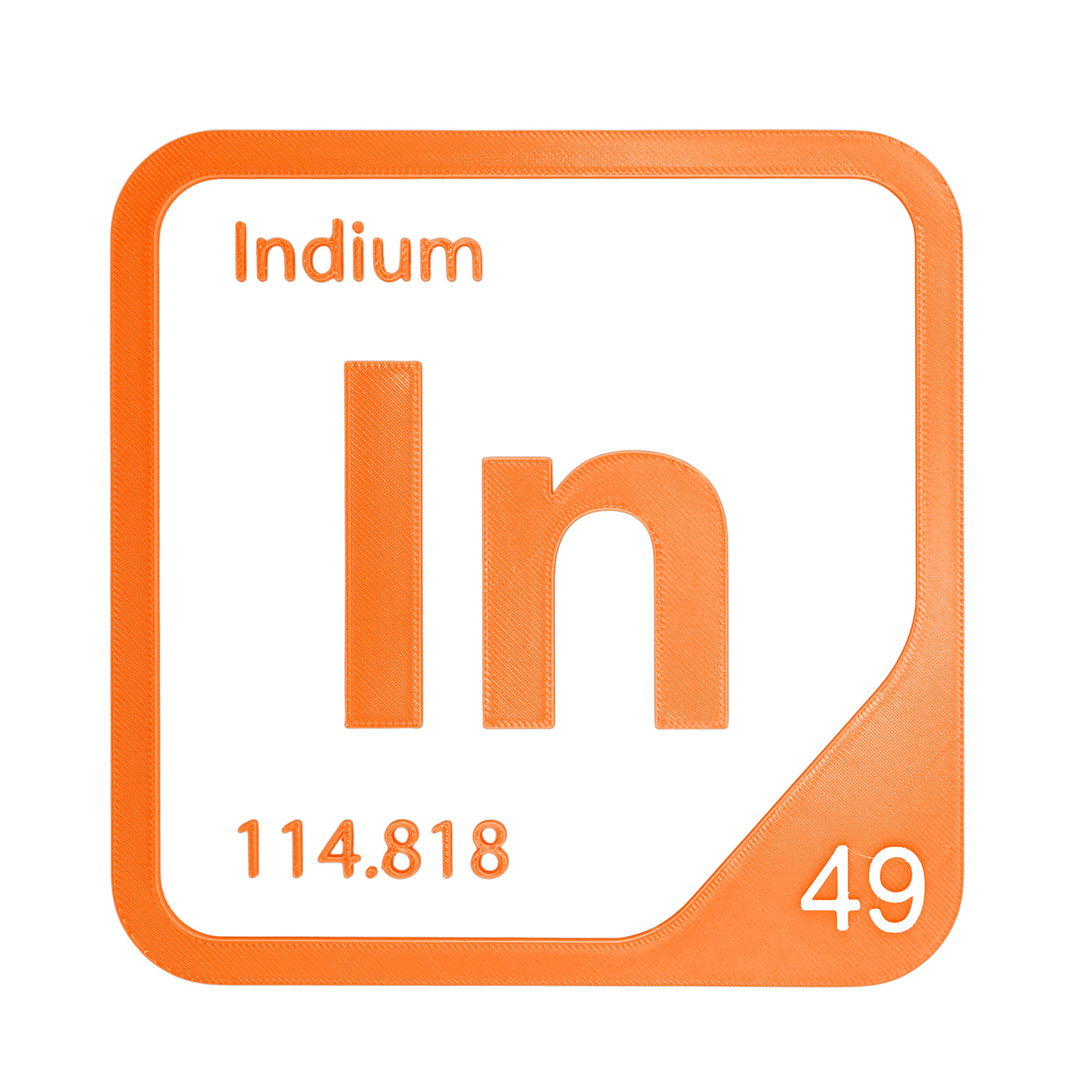 Indium periodic table Elemental Tile in Orange
