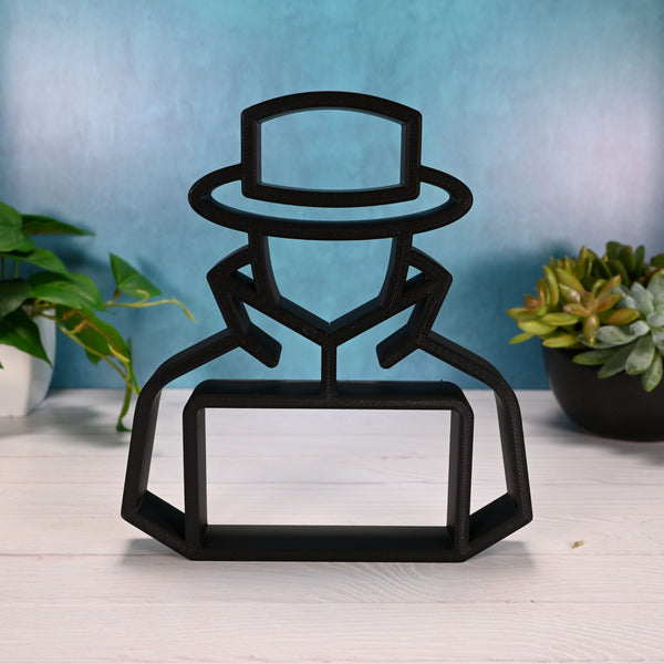 Trench Coat Hacker Sculpture, Minimalist Line Art Cyberpunk Figure, Hacker Silhouette Home Decor, Modern Hobbies and Desk Line Art