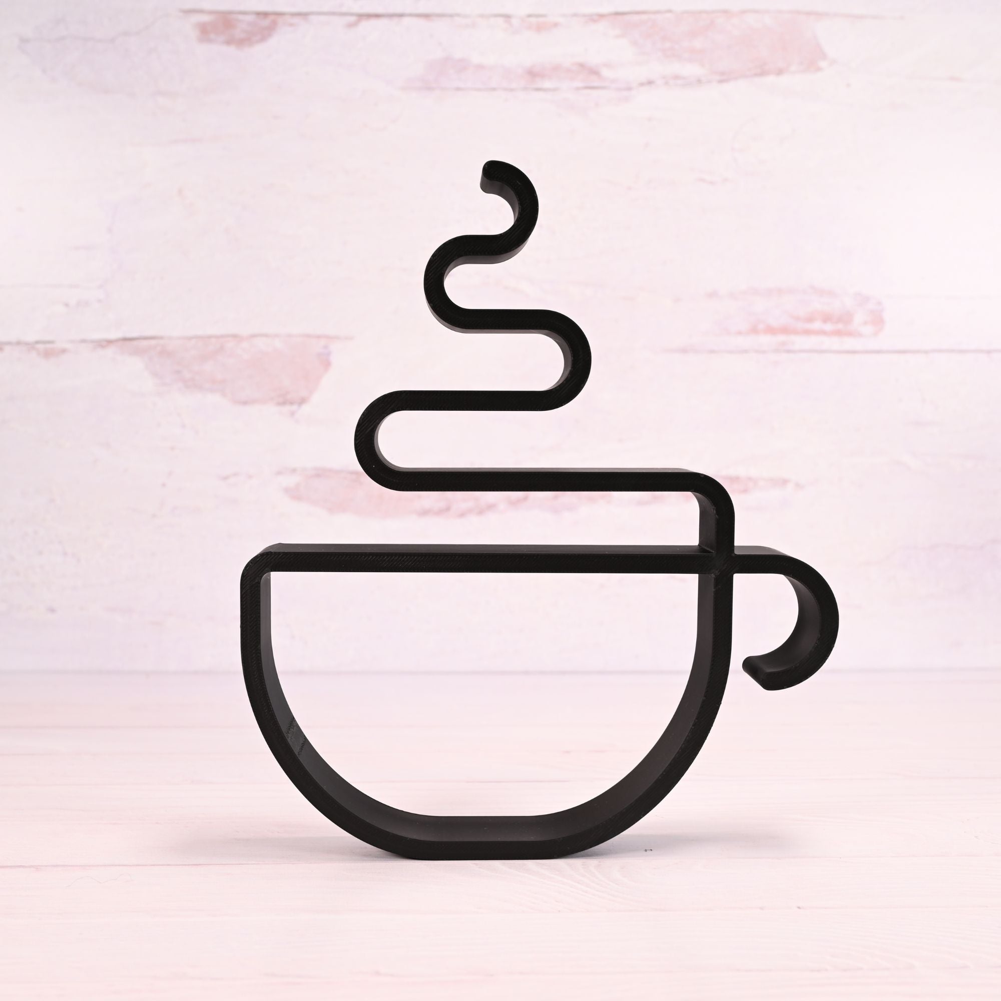 Minimalist Hot Coffee Cup Line Art Decor, Coffee Art Sculpture, Home Office Decor, 3D Printed Decor, Abstract Decor