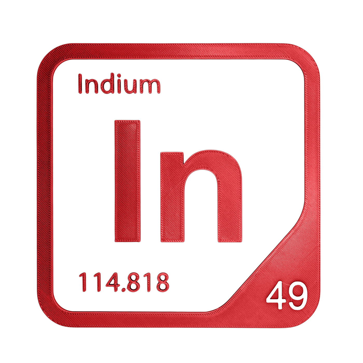Indium periodic table Elemental Tile in Red