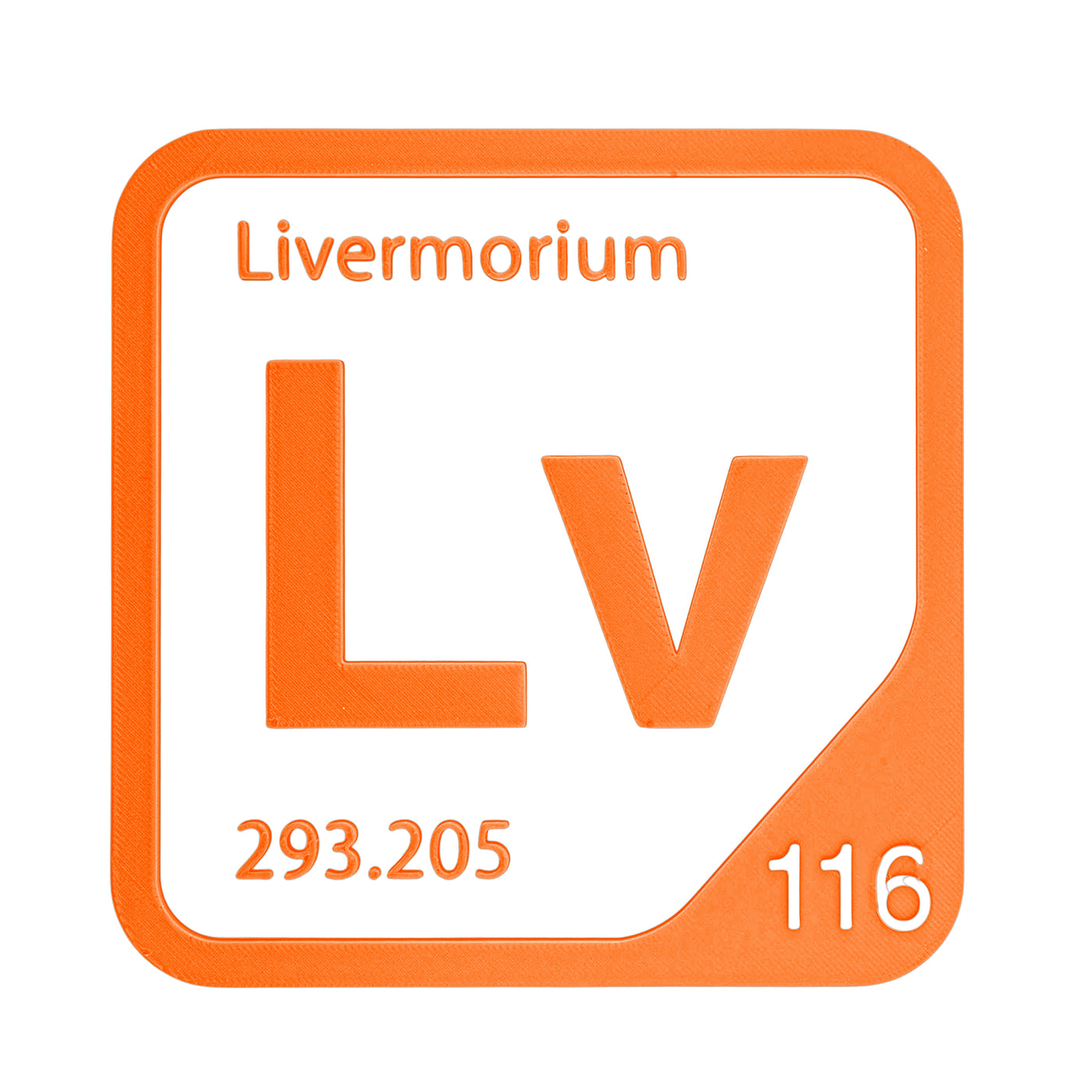 Livermorium periodic table Elemental Tile in Orange