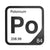 Polonium periodic table Elemental Tile in Black
