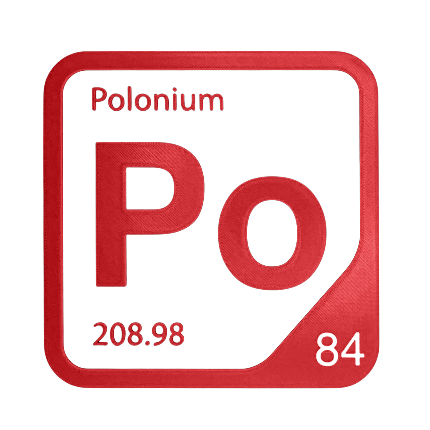 Polonium periodic table Elemental Tile in Red