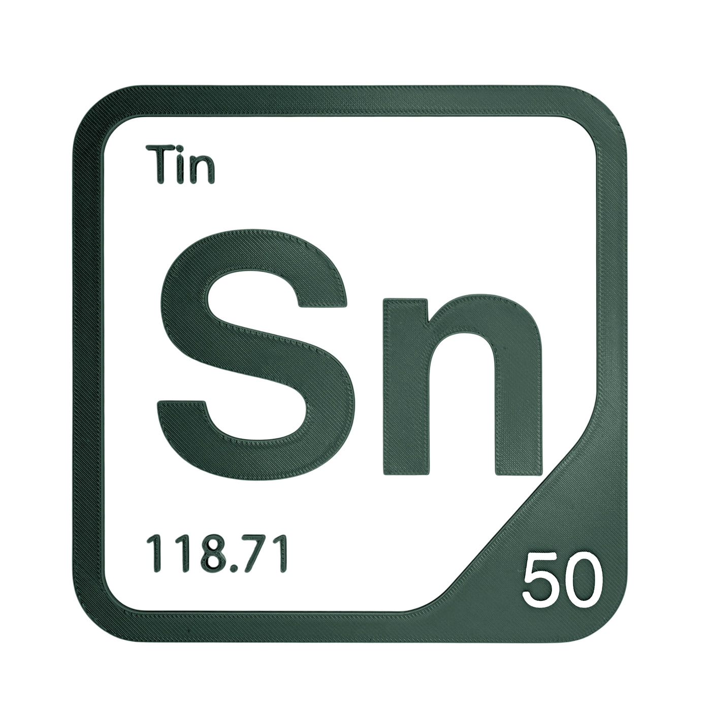 Tin periodic table Elemental Tile in Forest Green