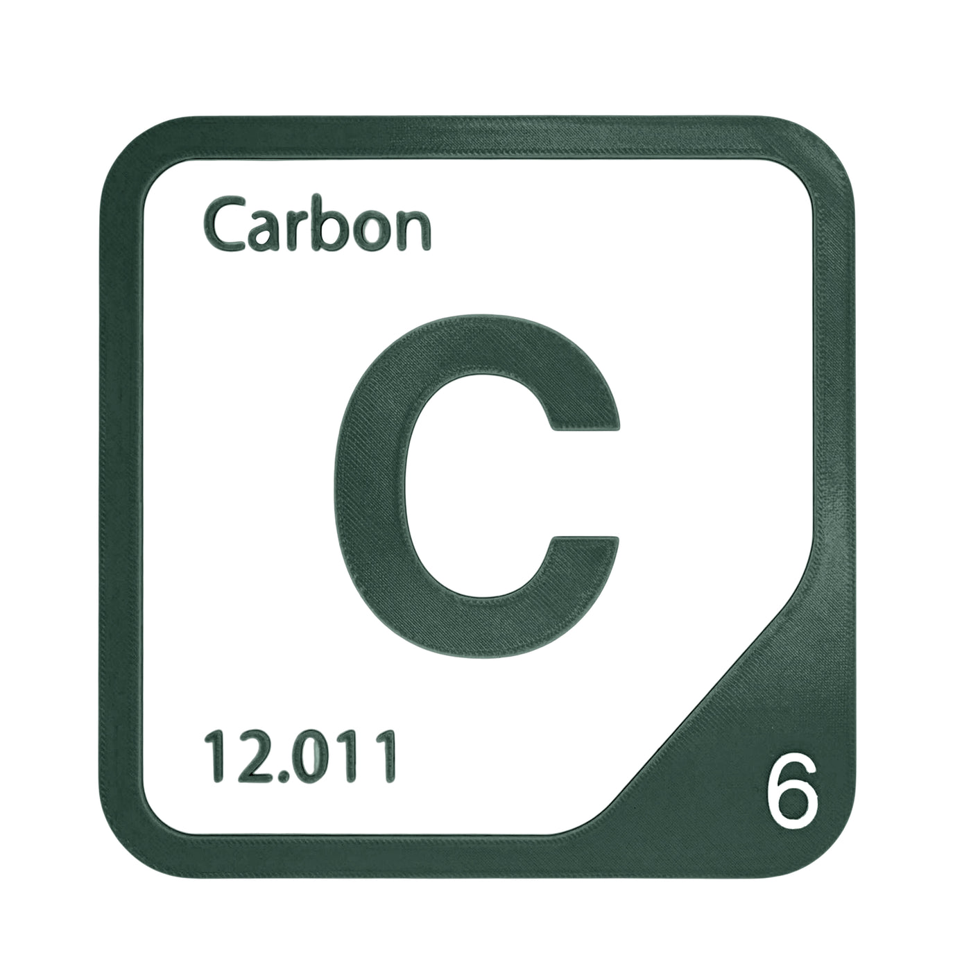 Carbon periodic table Elemental Tile in Forest Green
