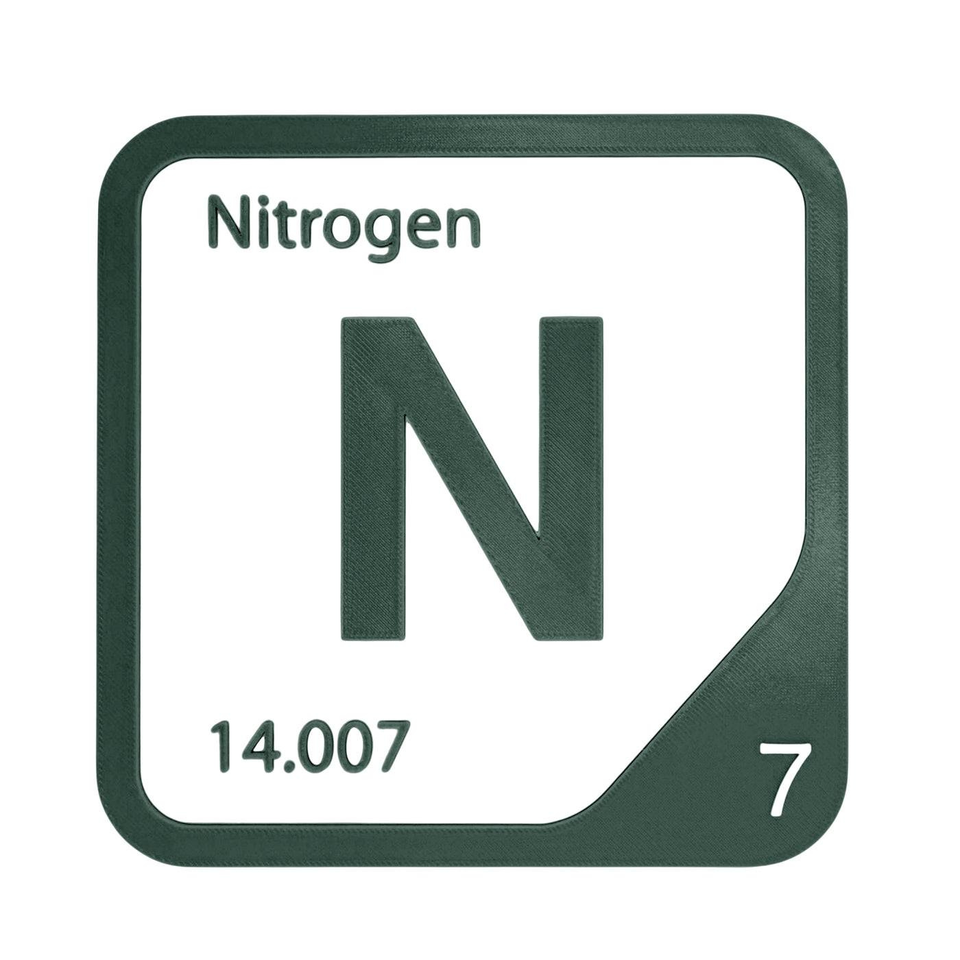 Nitrogen periodic table Elemental Tile in Forest Green