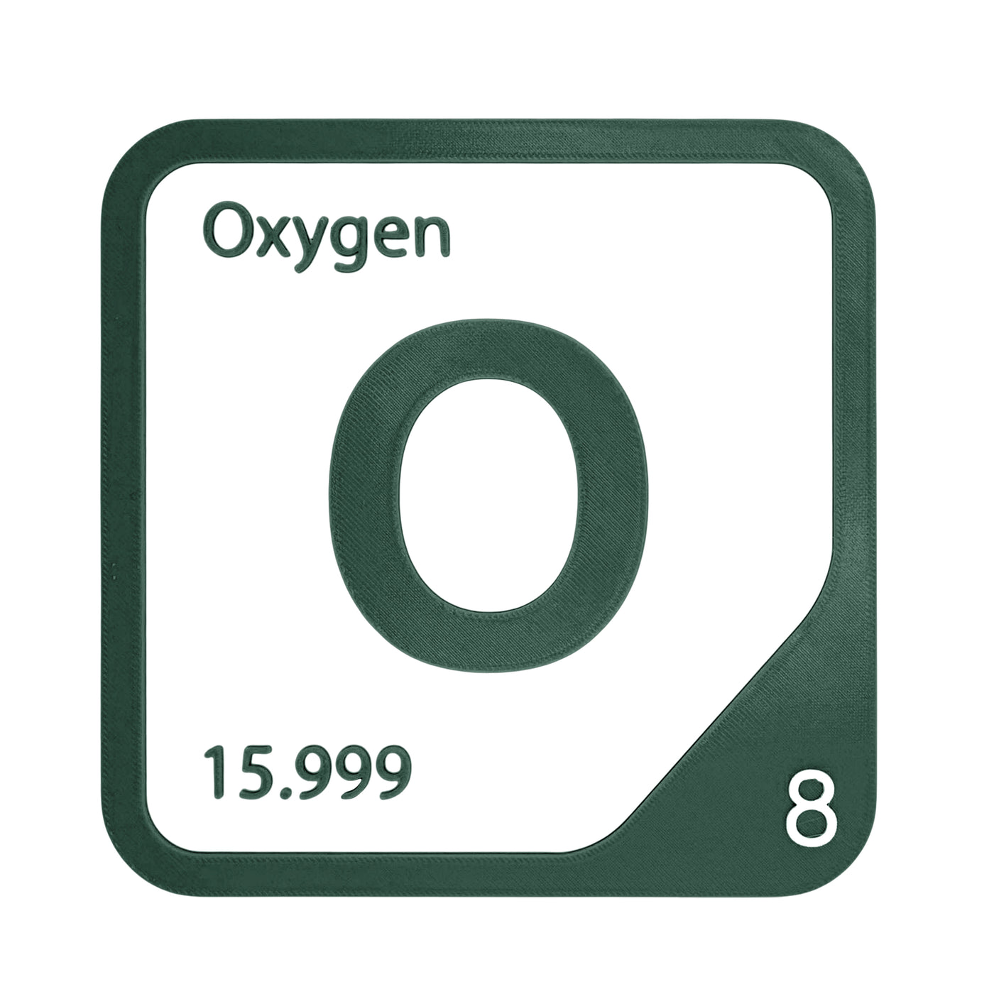 Oxygen periodic table Elemental Tile in Forest Green