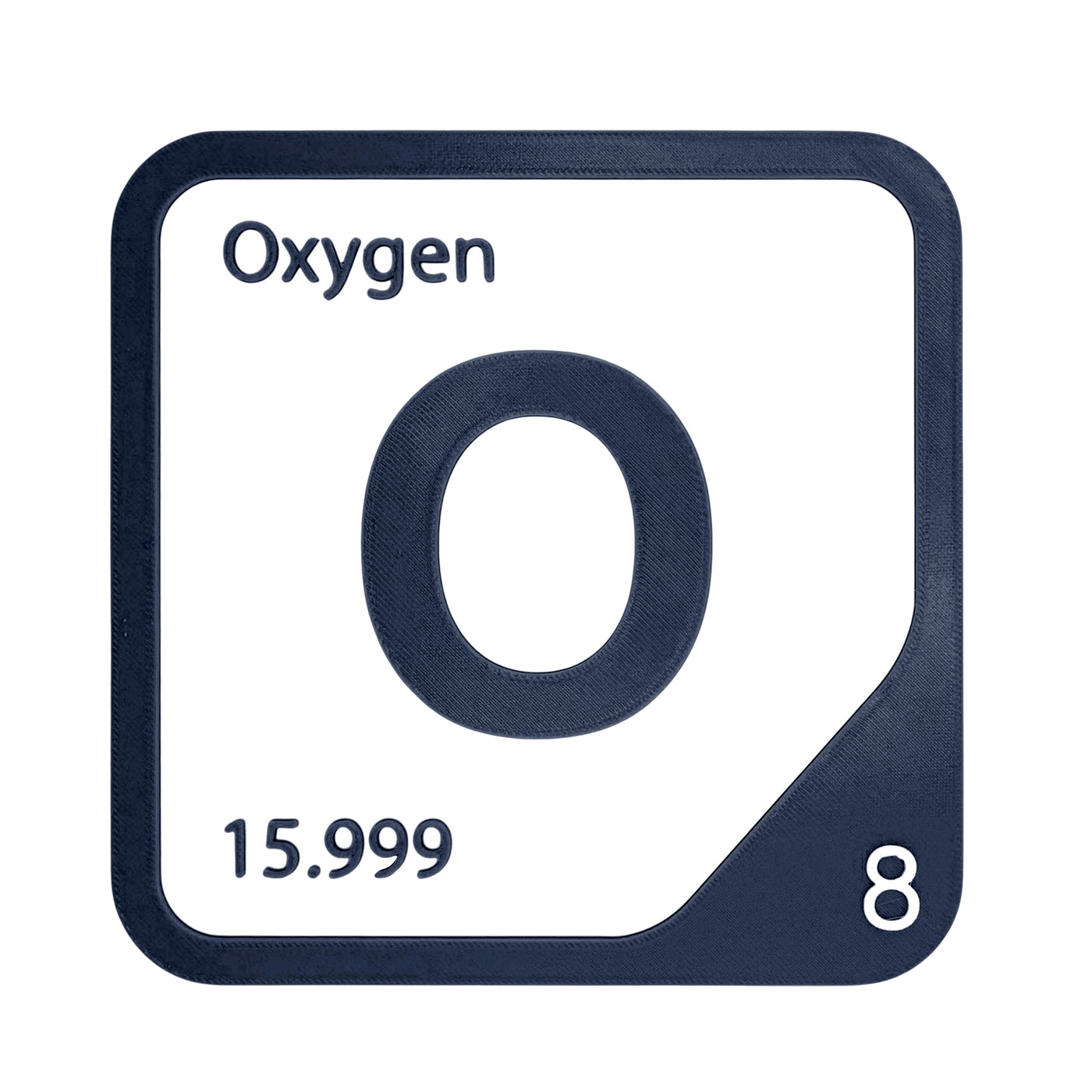 Oxygen periodic table Elemental Tile in Navy Blue