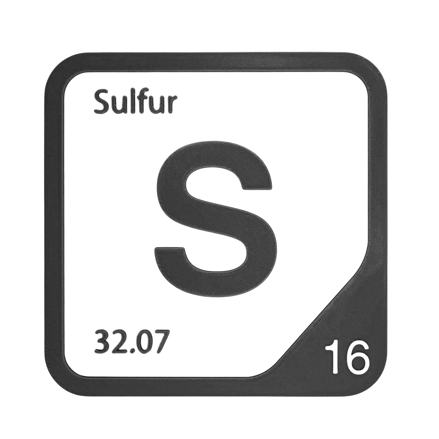 Sulfur periodic table Elemental Tile in Black