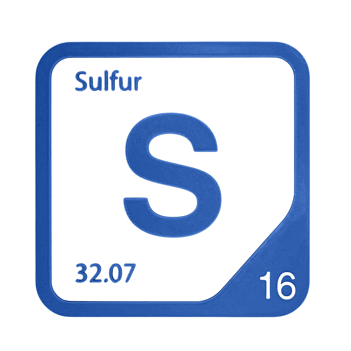 Sulfur periodic table Elemental Tile in Blue