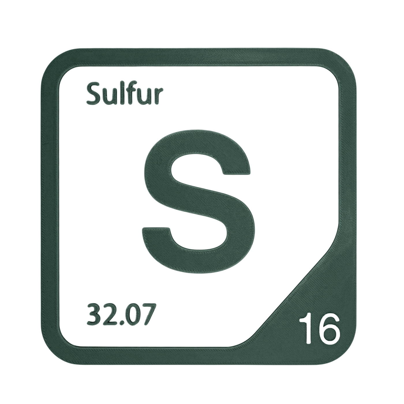 Sulfur periodic table Elemental Tile in Forest Green
