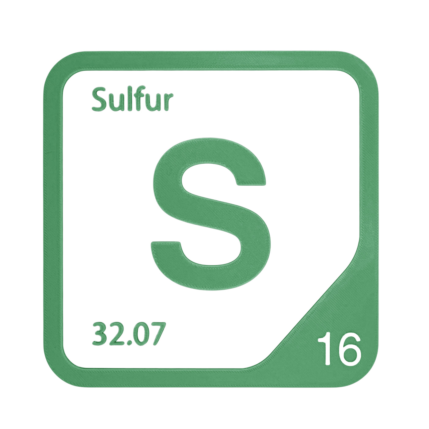 Sulfur periodic table Elemental Tile in Green