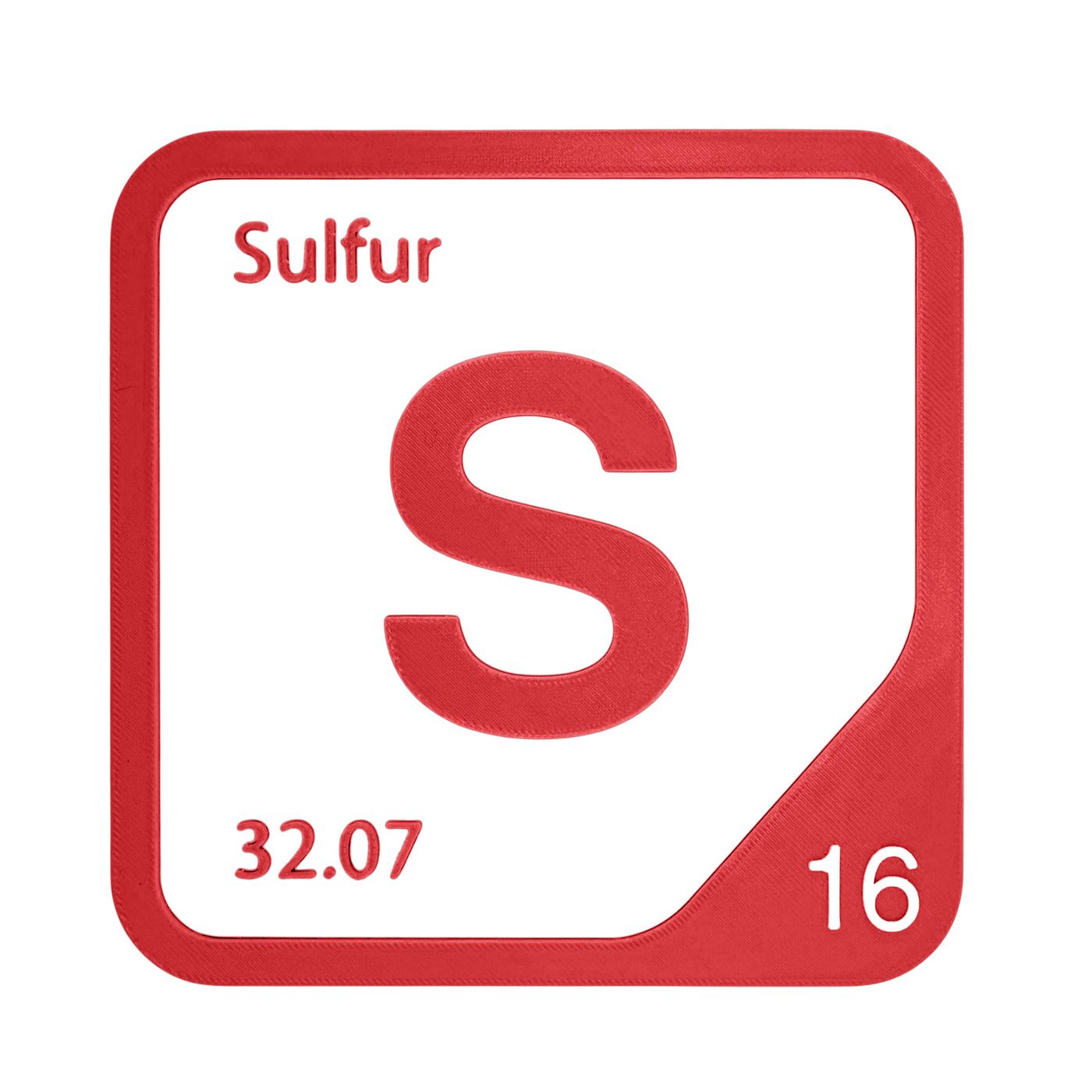 Sulfur periodic table Elemental Tile in Red