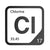 Chlorine periodic table Elemental Tile in Black