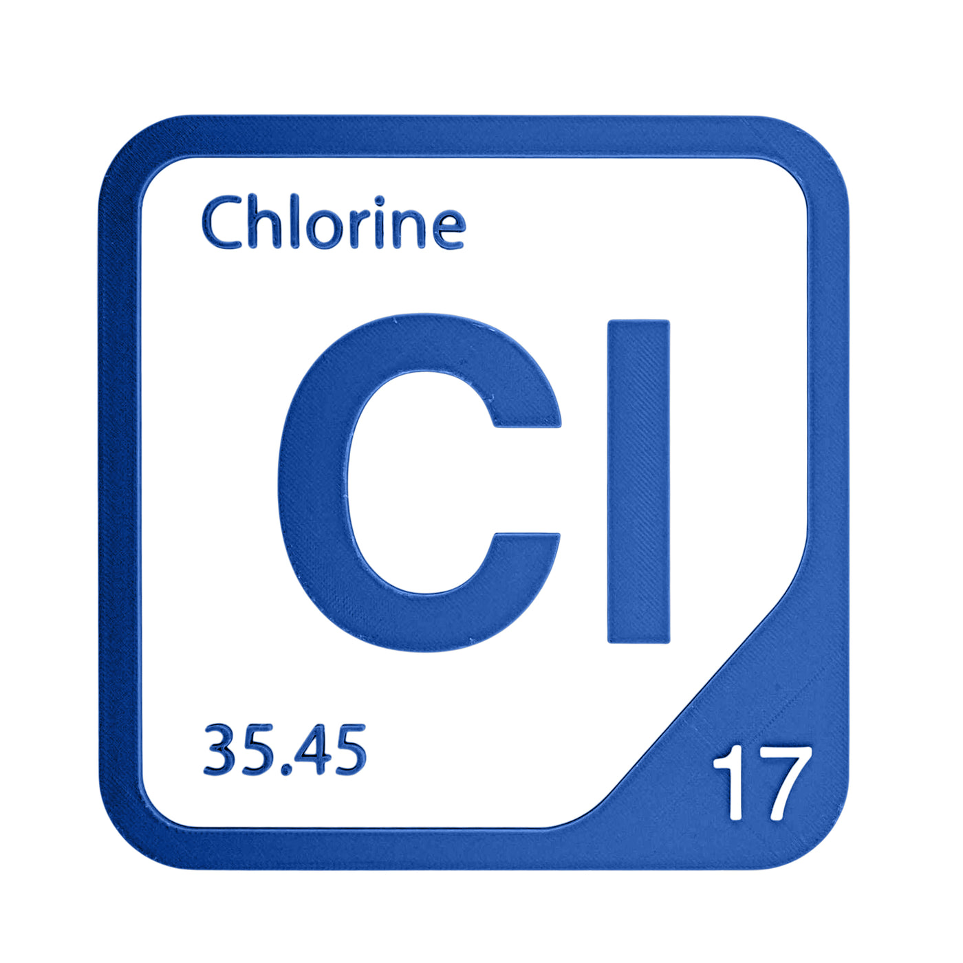 Chlorine periodic table Elemental Tile in Blue