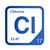 Chlorine periodic table Elemental Tile in Blue