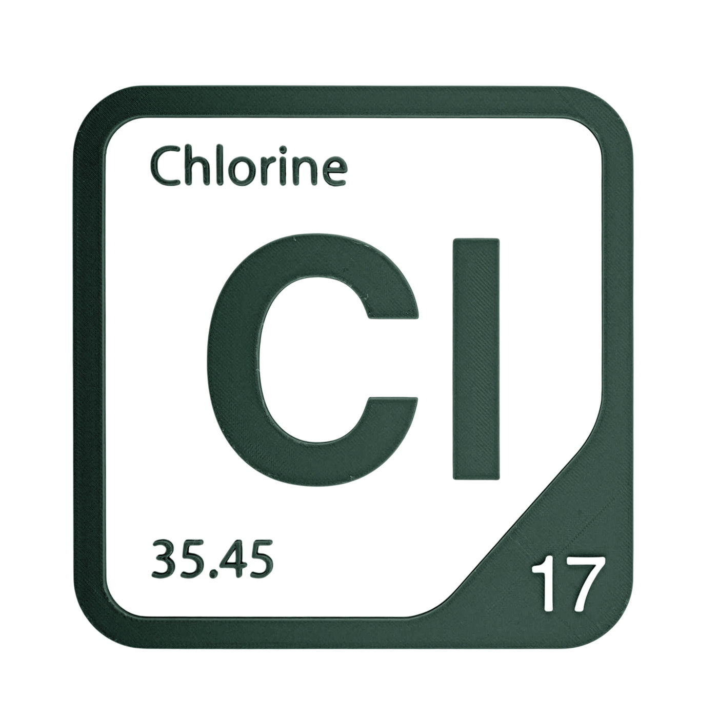 Chlorine periodic table Elemental Tile in Forest Green