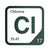 Chlorine periodic table Elemental Tile in Forest Green