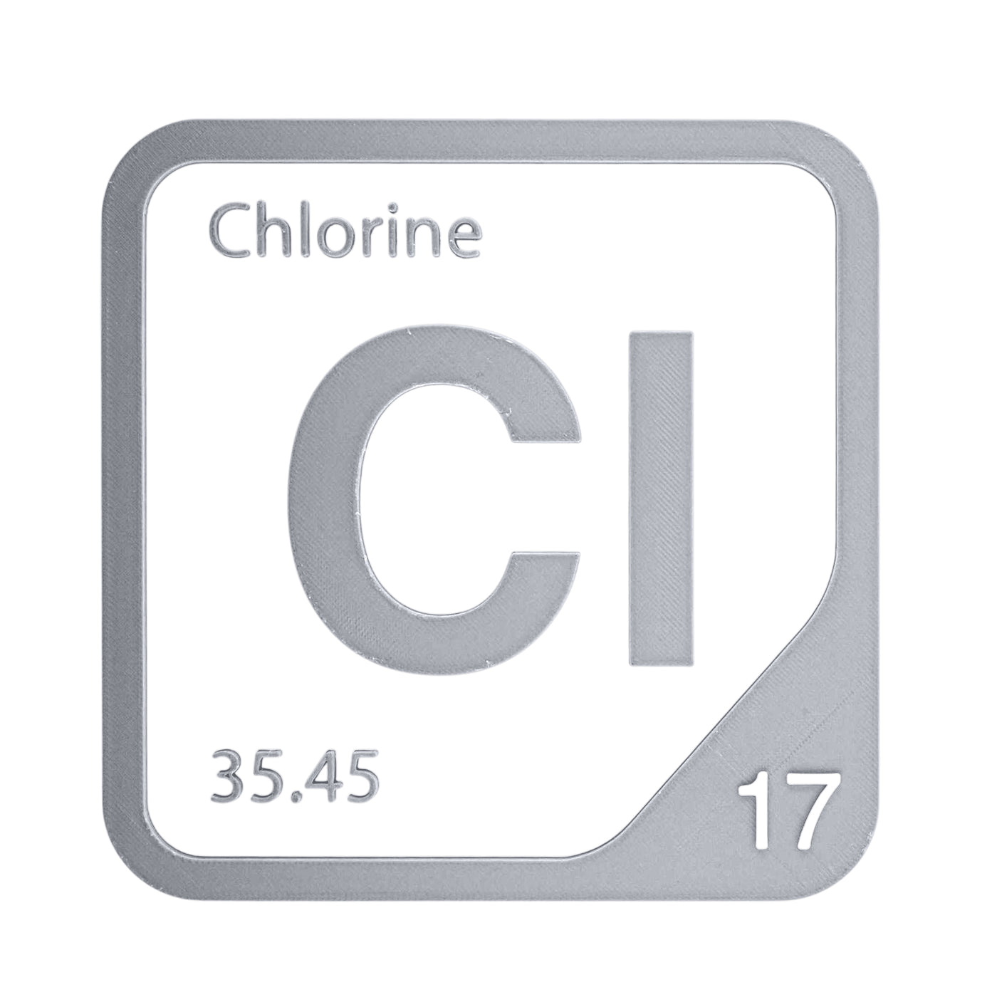 Chlorine periodic table Elemental Tile in Gray