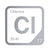 Chlorine periodic table Elemental Tile in Gray