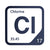 Chlorine periodic table Elemental Tile in Navy Blue