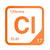 Chlorine periodic table Elemental Tile in Orange