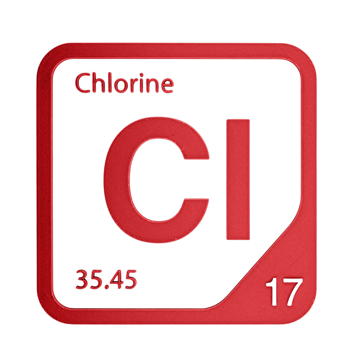 Chlorine periodic table Elemental Tile in Red