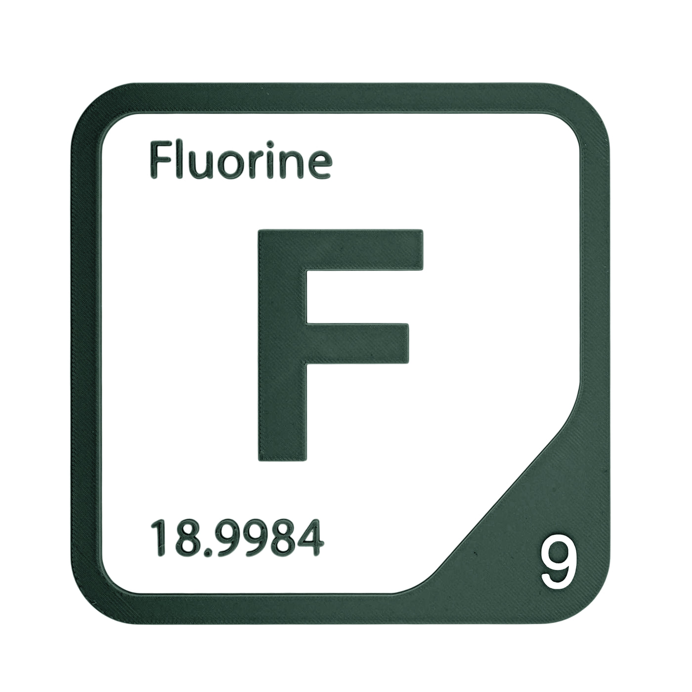 Fluorine periodic table Elemental Tile in Forest Green