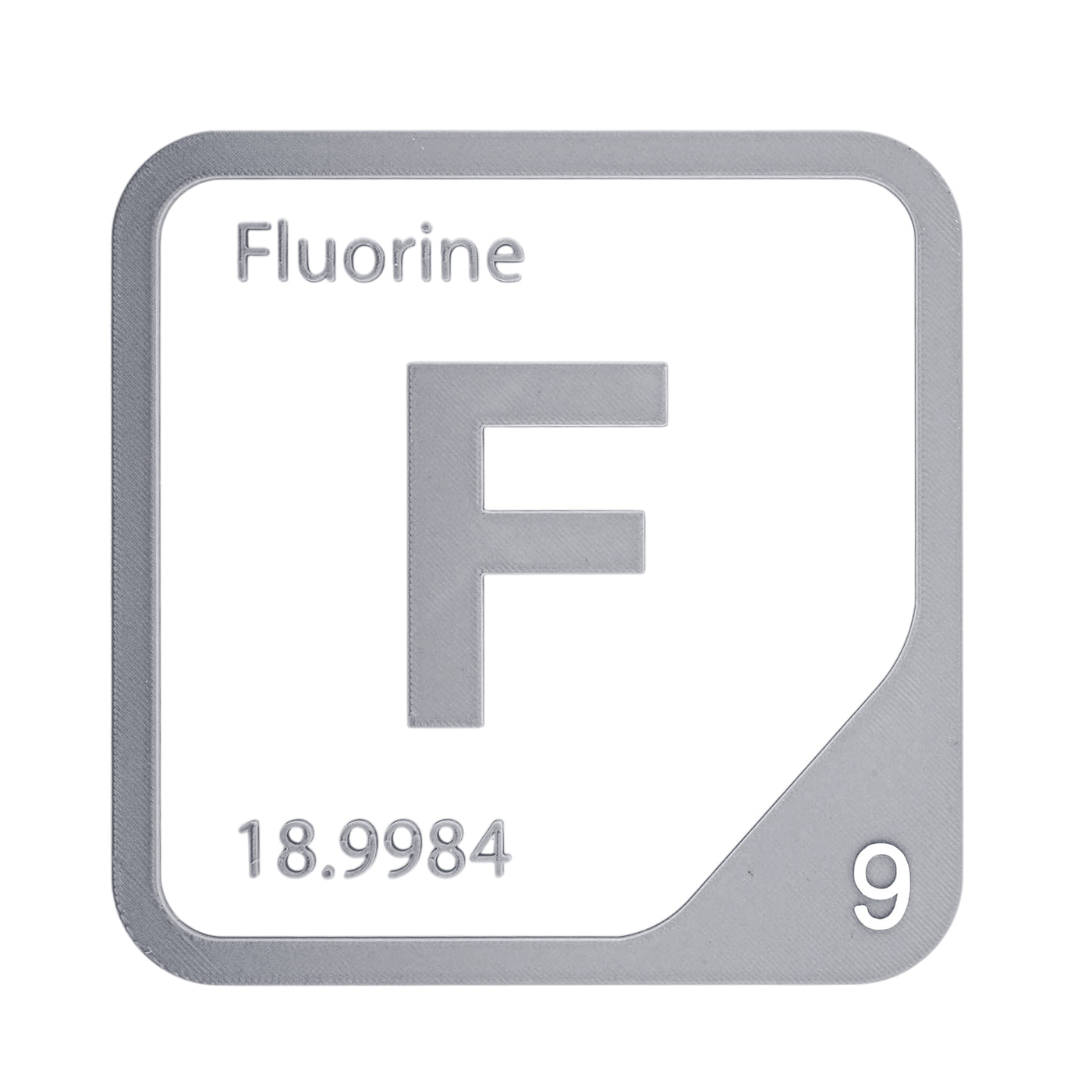Fluorine periodic table Elemental Tile in Gray