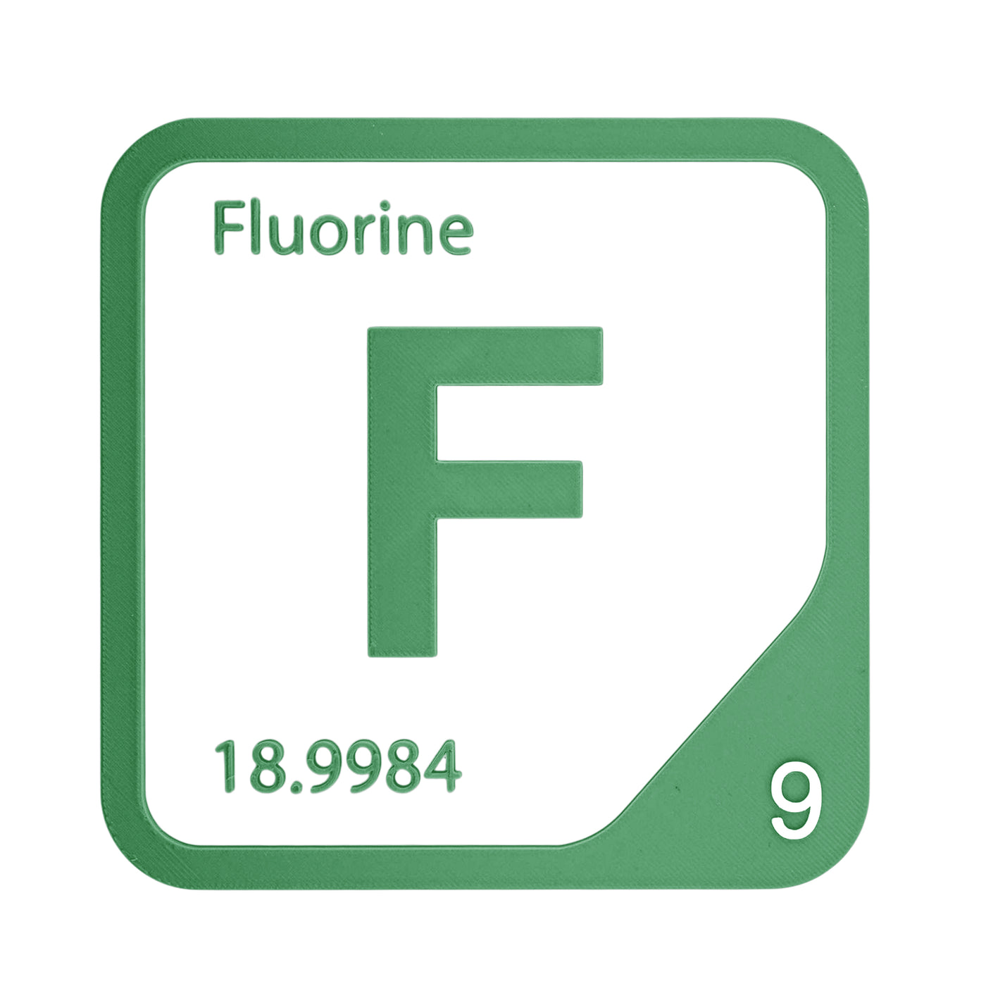 Fluorine periodic table Elemental Tile in Green