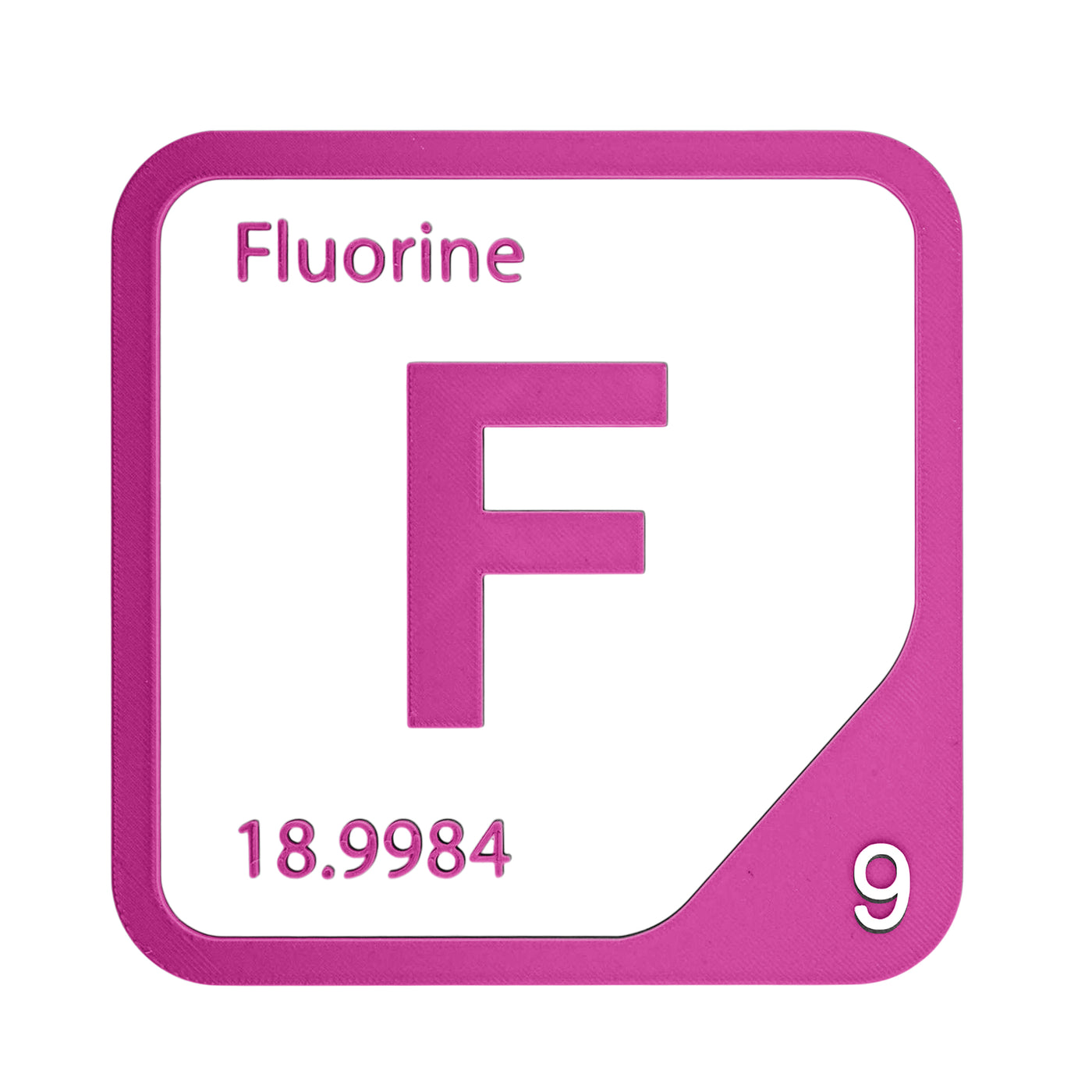 Fluorine periodic table Elemental Tile in Magenta