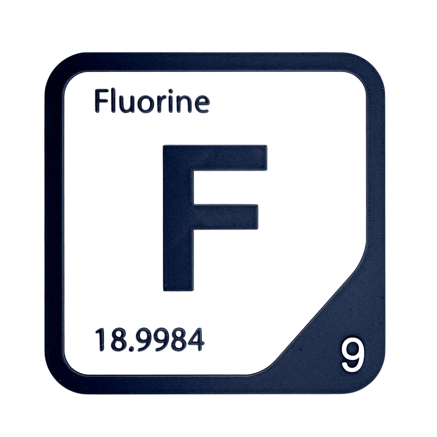 Fluorine periodic table Elemental Tile in Navy Blue