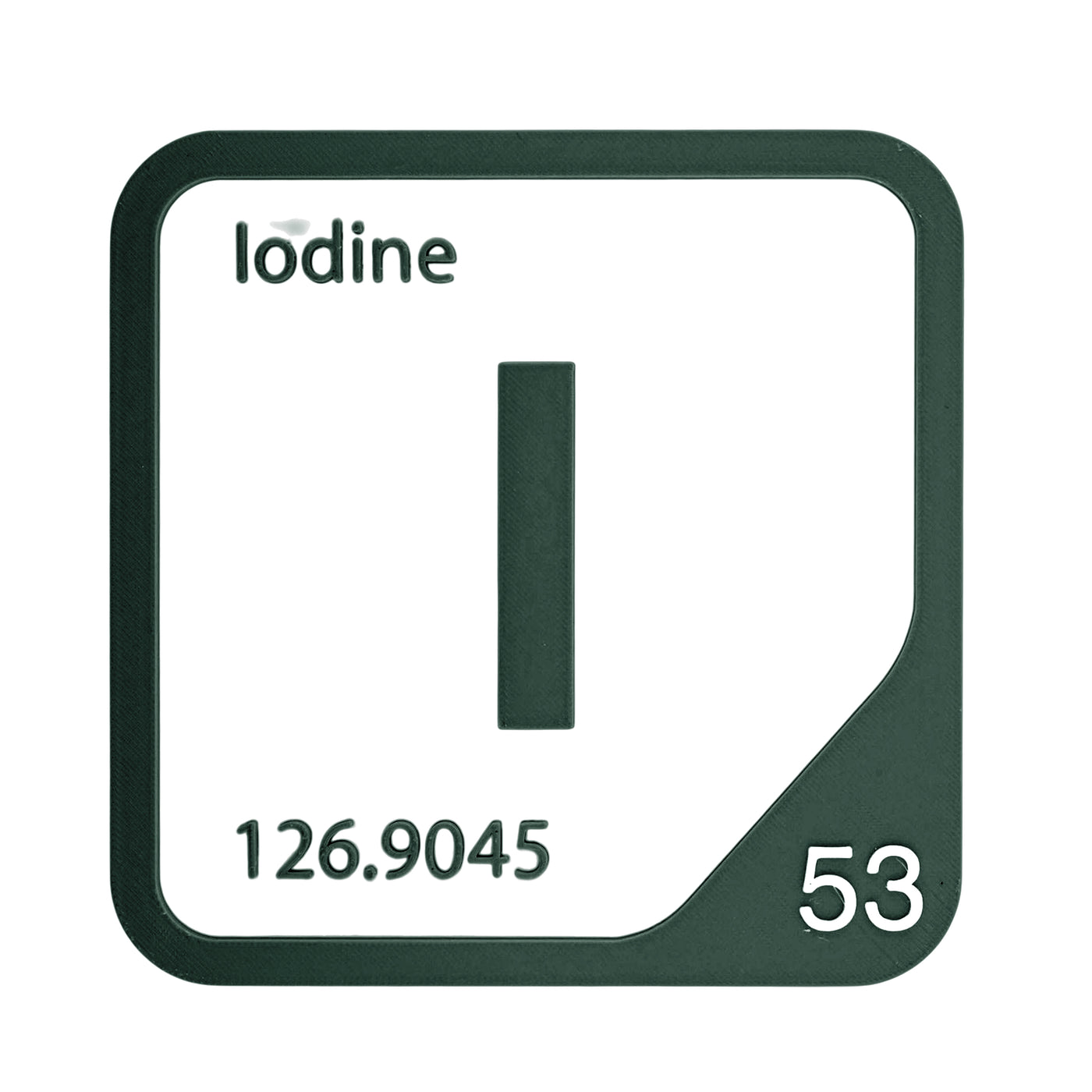 Iodine periodic table Elemental Tile in Forest Green