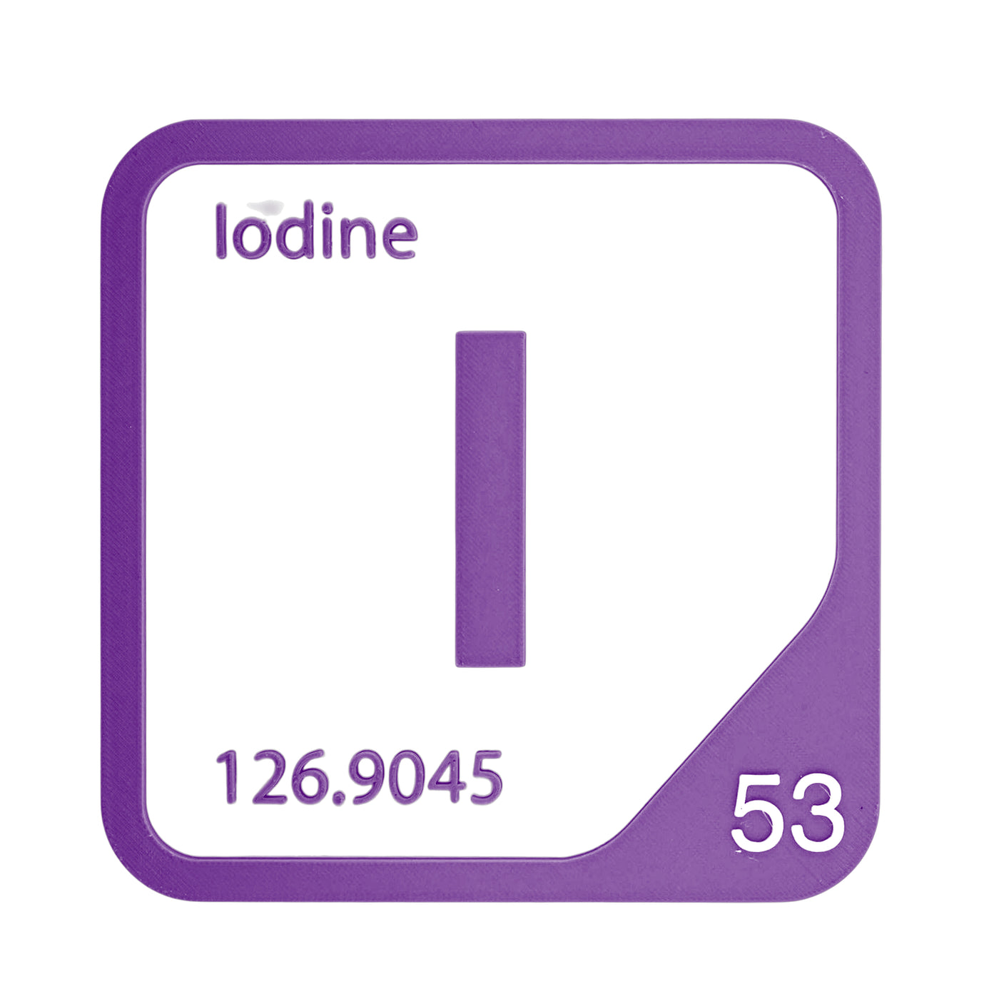 Iodine periodic table Elemental Tile in Purple