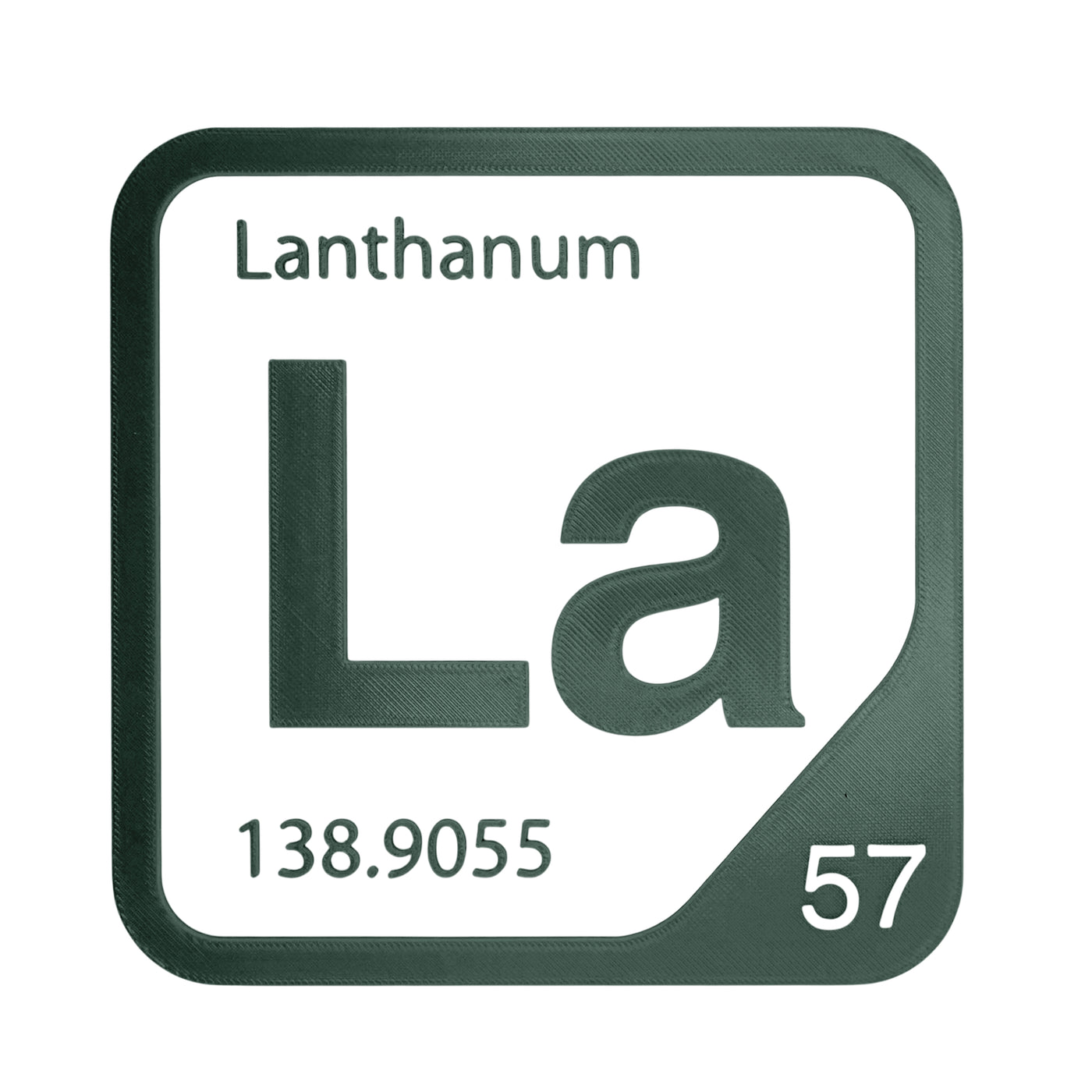 Lanthanum periodic table Elemental Tile in Forest Green