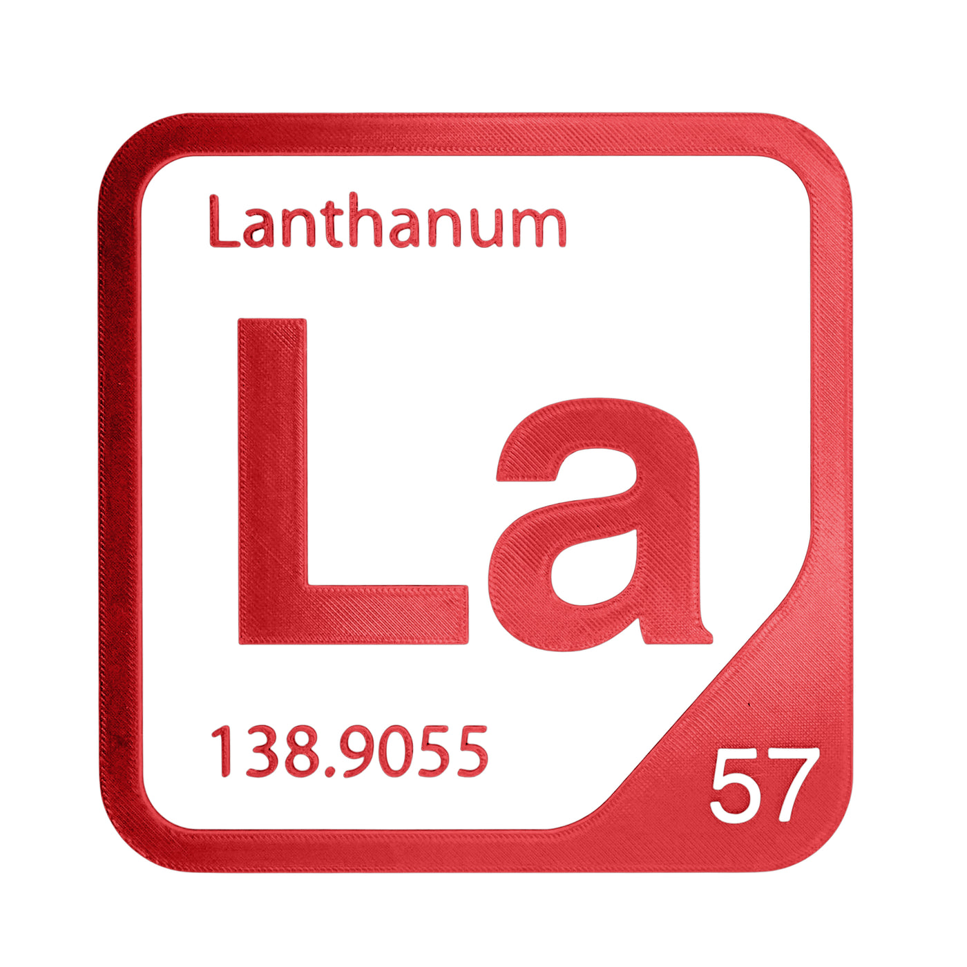 Lanthanum periodic table Elemental Tile in Red