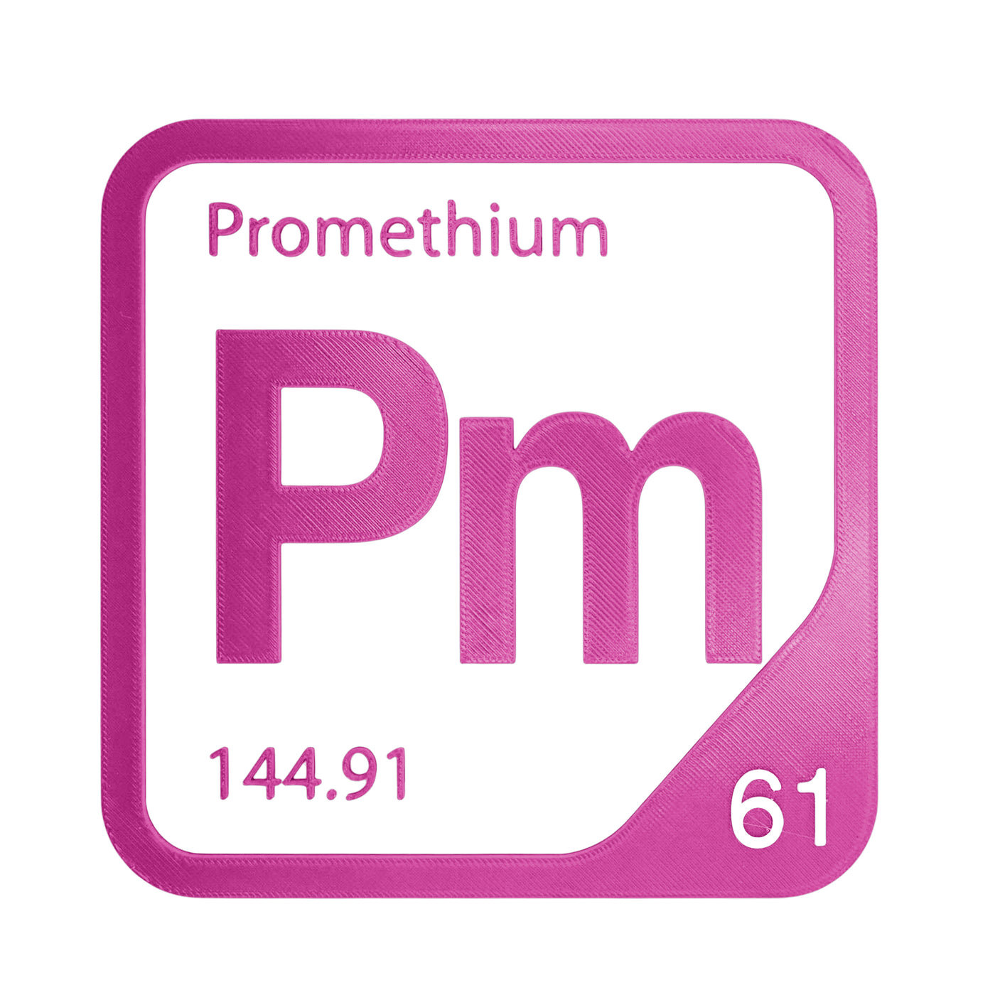 Promethium periodic table Elemental Tile in Magenta