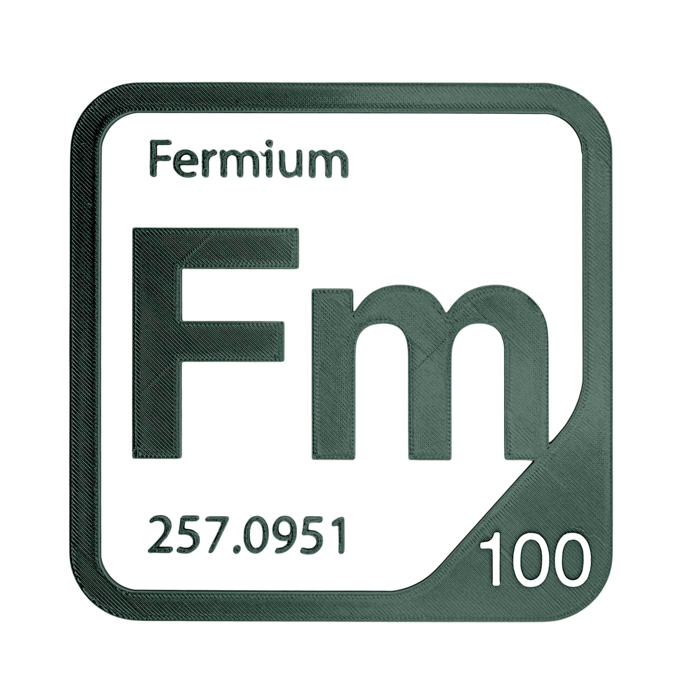 Fermium periodic table Elemental Tile in Forest Green