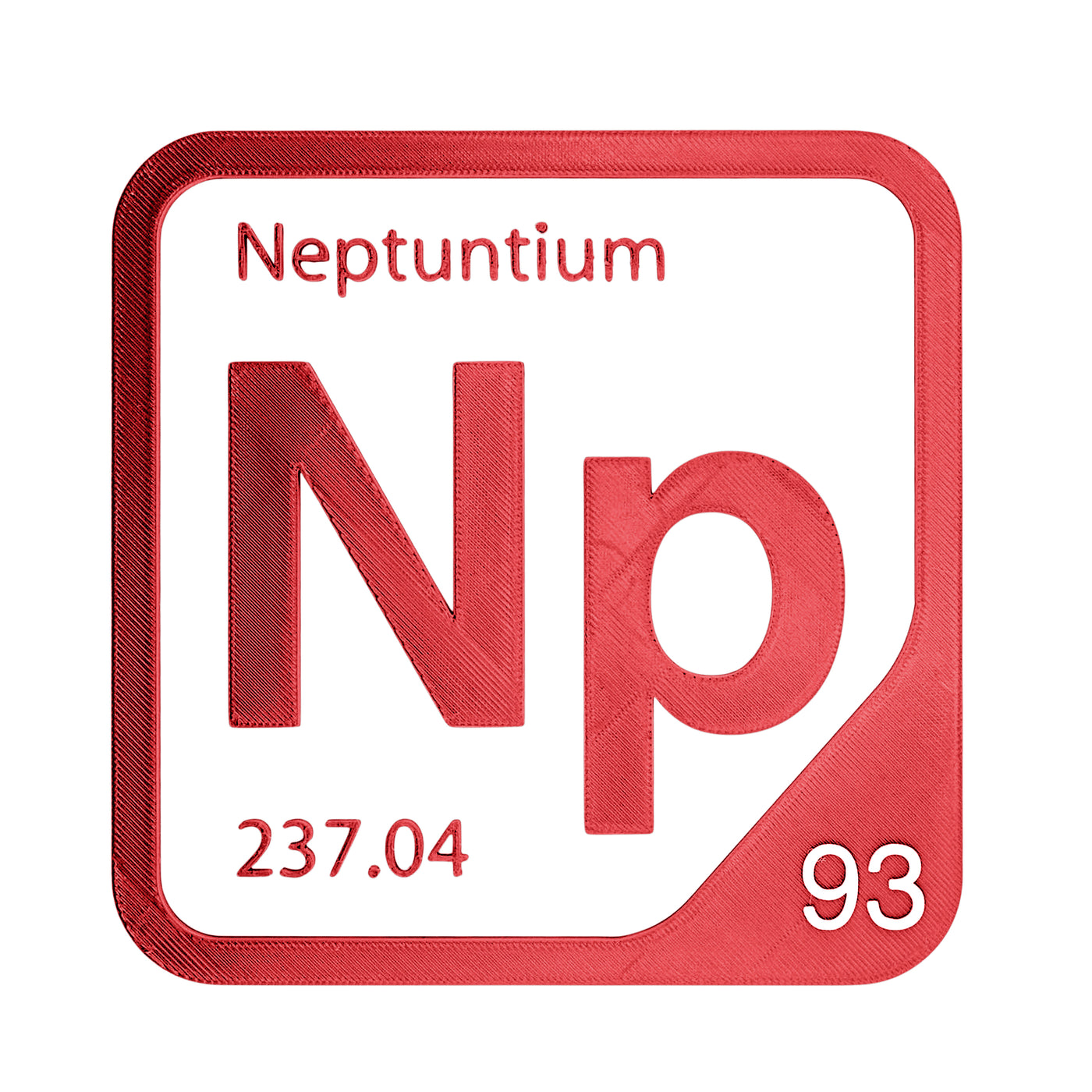 Neptunium periodic table Elemental Tile in Red