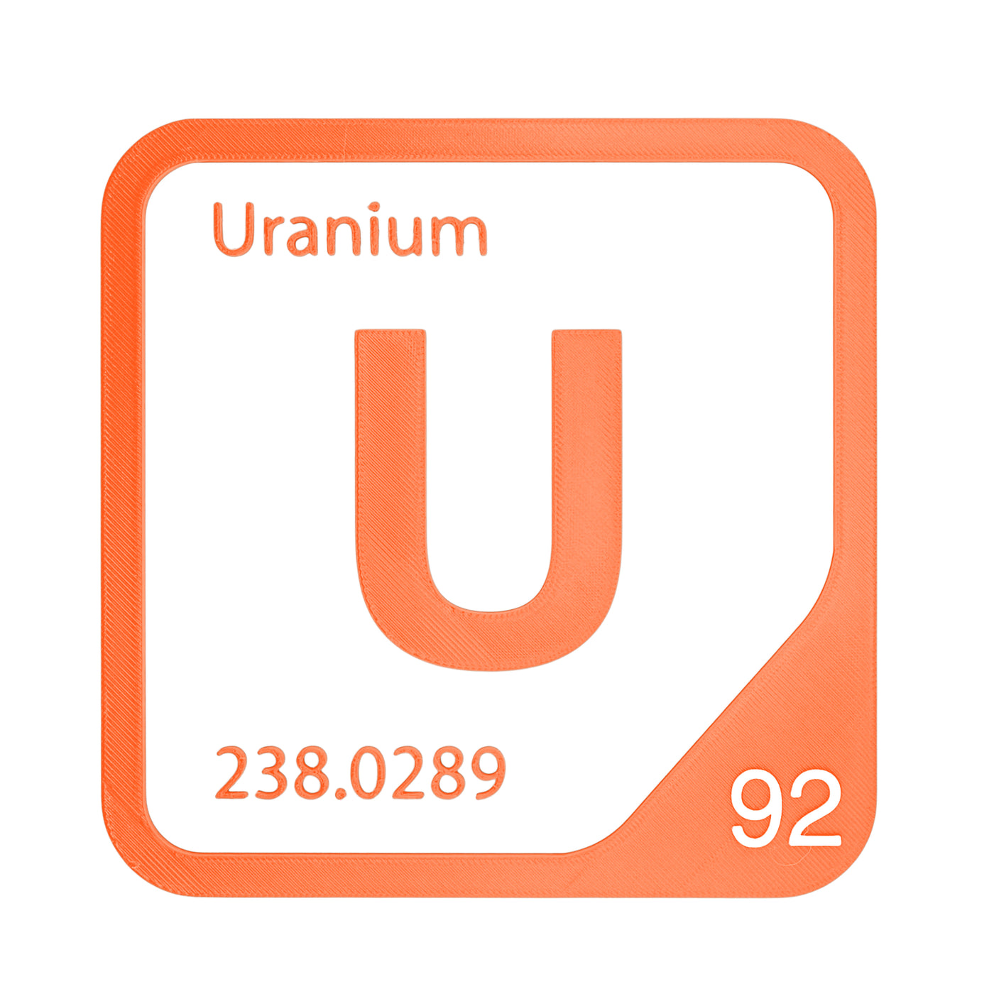 Uranium periodic table Elemental Tile in Orange