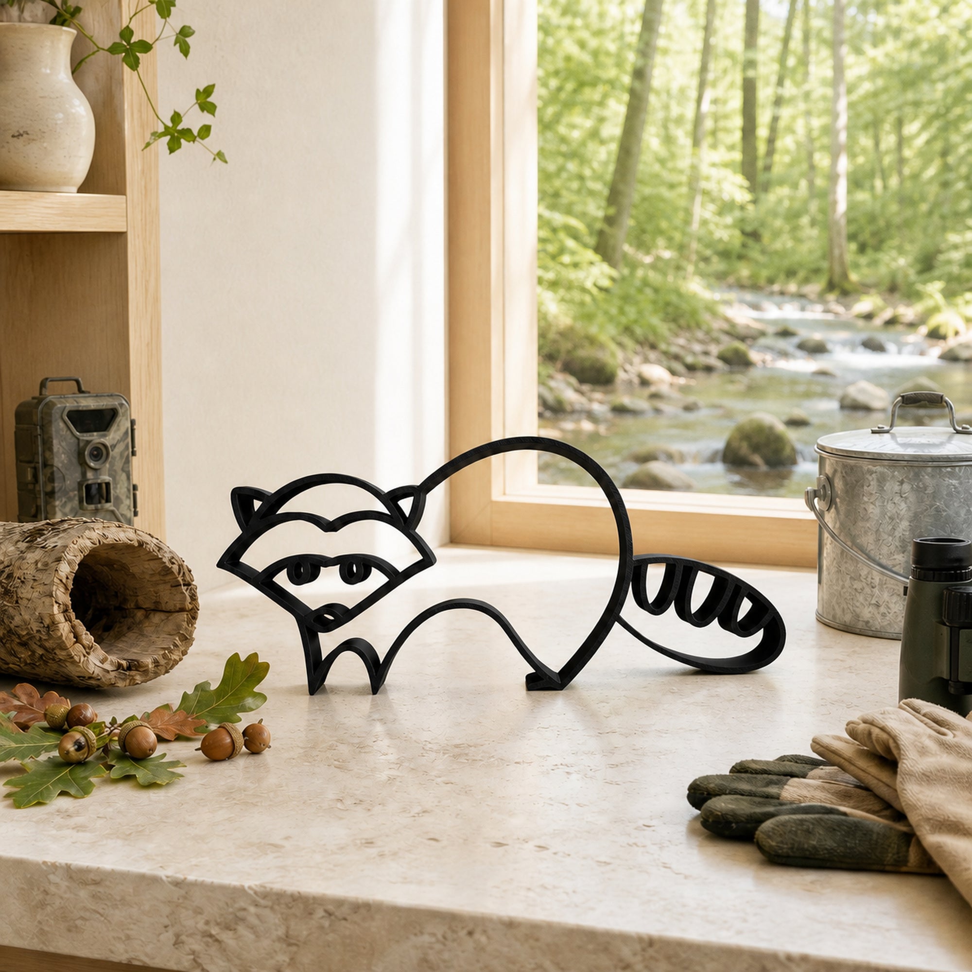 Raccoon Line Art Sculpture Collection