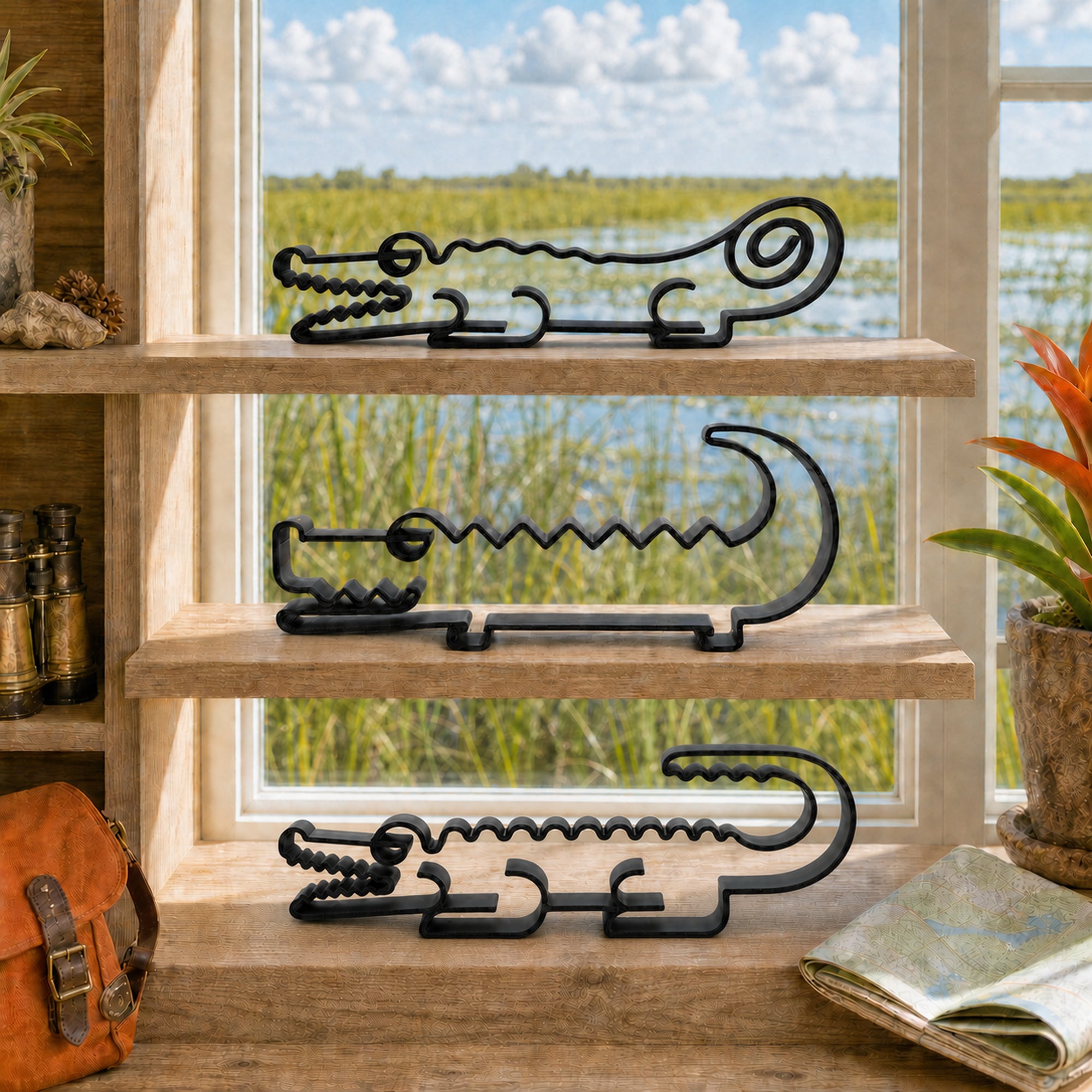 Alligator Line Art Sculpture Collection