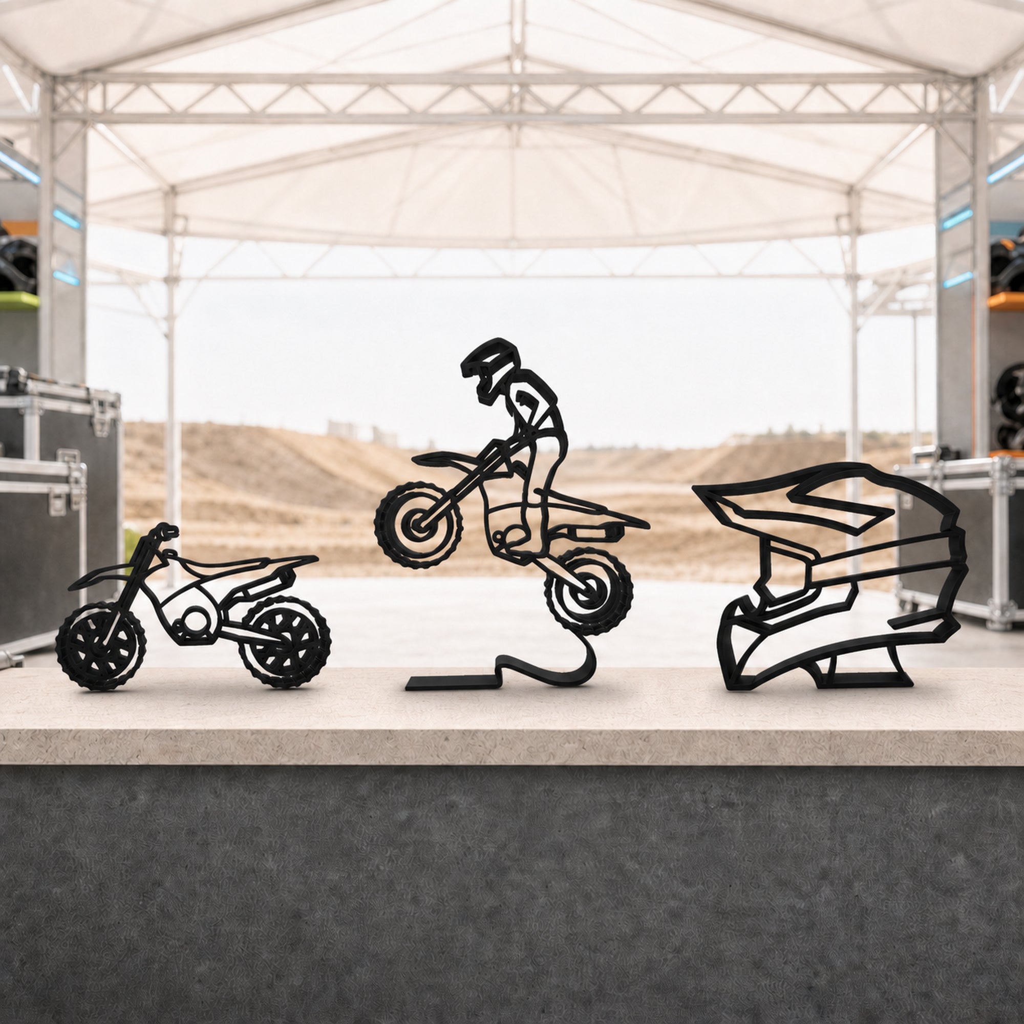 Dirt Bike Line Art Sculpture Collection