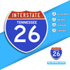 Interstate 26 Road Sign Replica | 8.53 x 8.54 Inches | Blue with White and Red